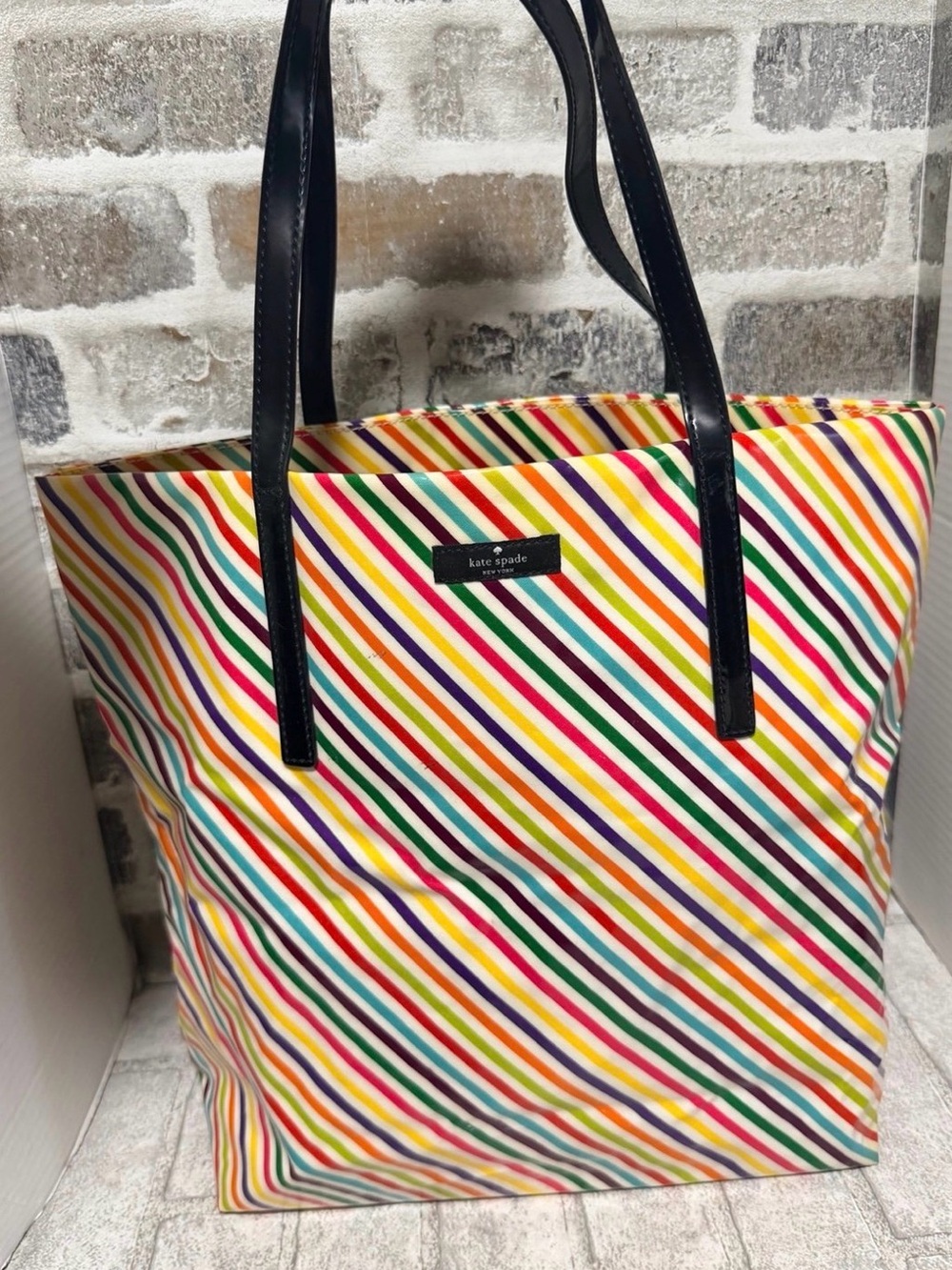 kate spade Rainbow Diagonal Stripe Vinyl Tote